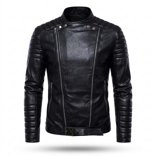 Lederjacken Outlet24 - Zutat | Asymmetrisch Gesteppt Lederjacke Herren