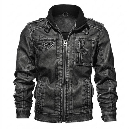 Lederjacken Outlet24 - Zaful | Gewaschen Gefüttert Lederjacke Herren
