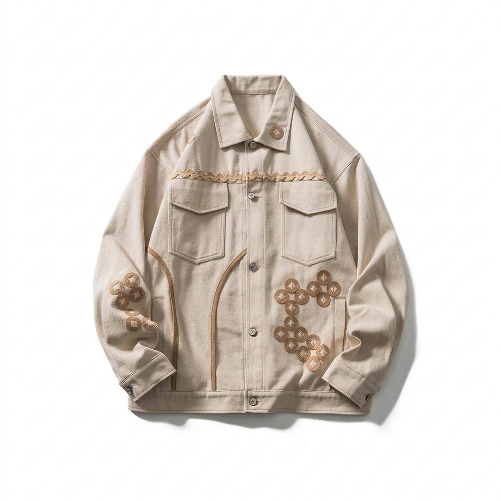 Lederjacken Outlet24 - Eisat | Bestickt Geknöpft Jacke Unisex