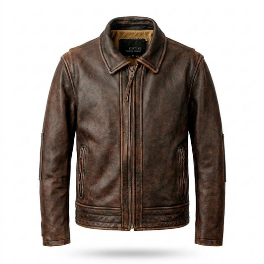 Lederjacken Outlet24 - Zaren | Genarbt Gefüttert Lederjacke Herren