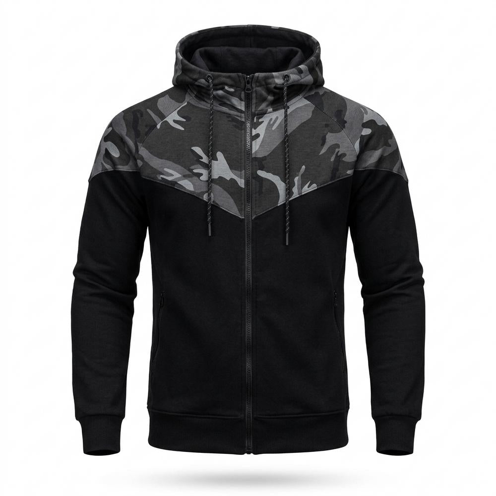 Lederjacken Outlet24 - Davan | Zweifarbiger Gemusterter Hoodie Herren