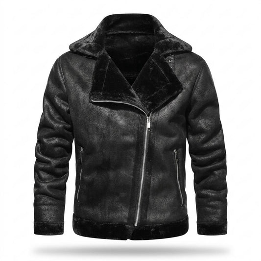 Lederjacken Outlet24 - Dozos | Gefütterte Asymmetrische Wildleder-Jacke Herren