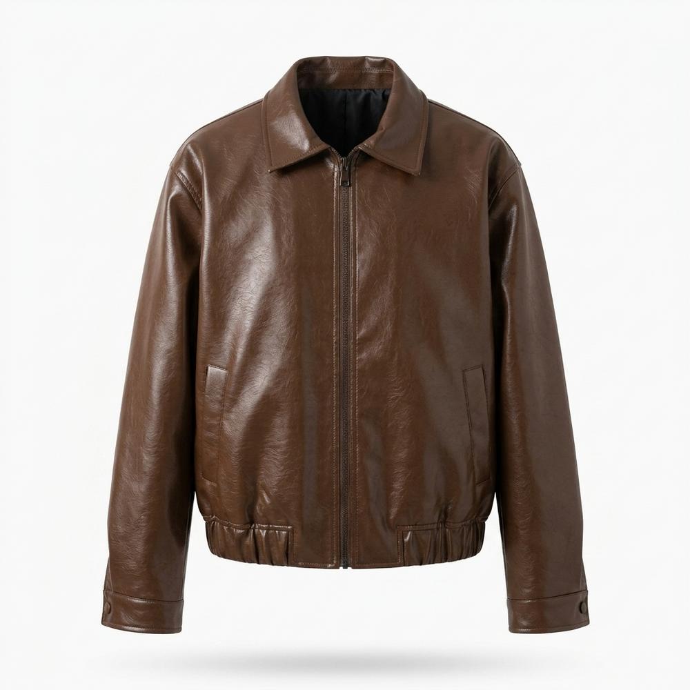 Lederjacken Outlet24 - Lamin | Gefütterte Glänzende Lederjacke Herren