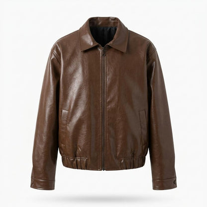 Lederjacken Outlet24 - Lamin | Gefütterte Glänzende Lederjacke Herren