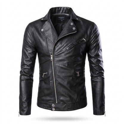 Lederjacken Outlet24 - Eavek | Taillierte Asymmetrische Lederjacke Herren