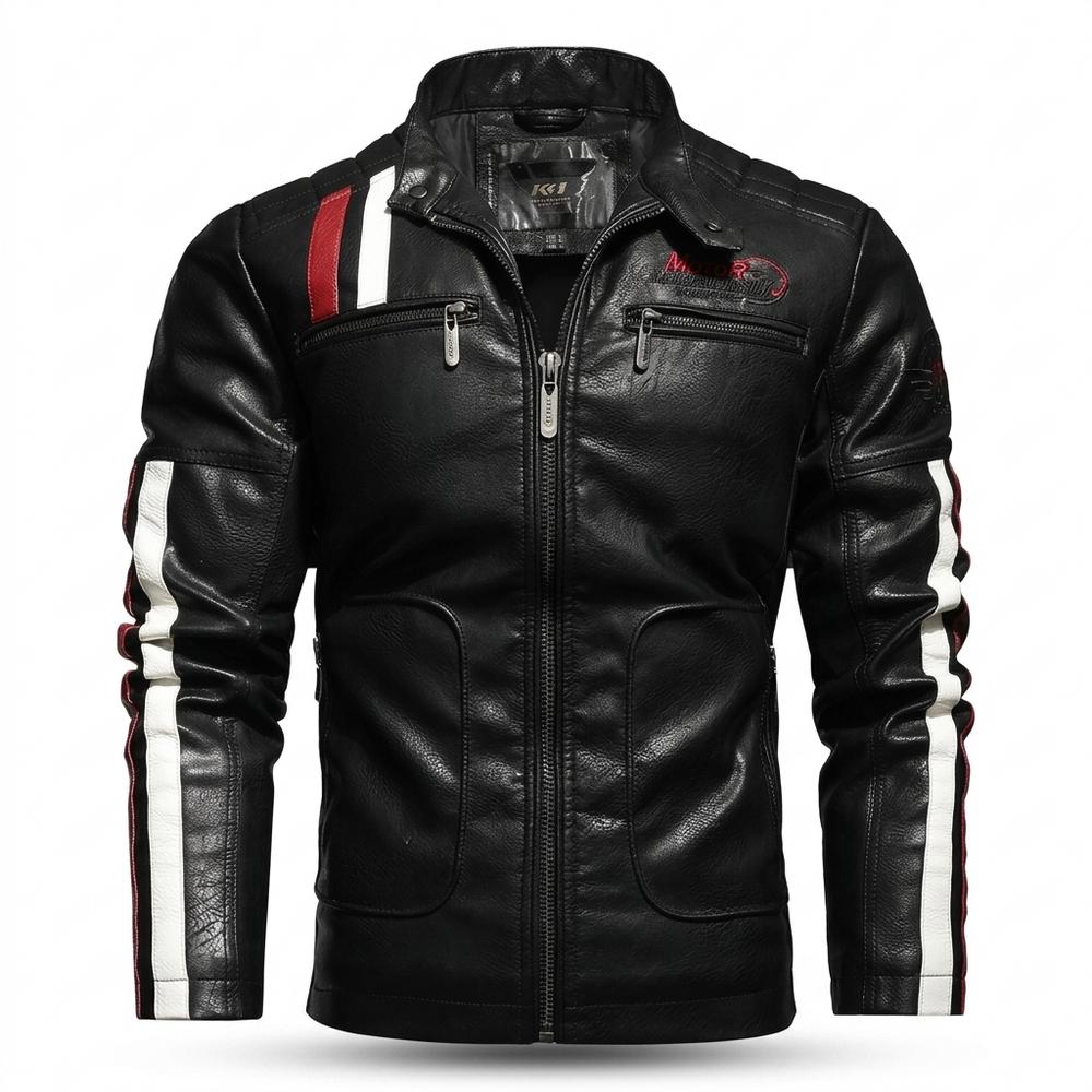 Lederjacken Outlet24 - Nehom | Tailliert Bestickt Lederjacke Herren