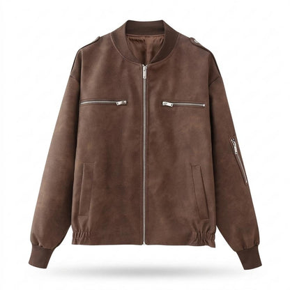 Lederjacken Outlet24 - Aohal | Gefütterte Matte Wildleder-Jacke Unisex