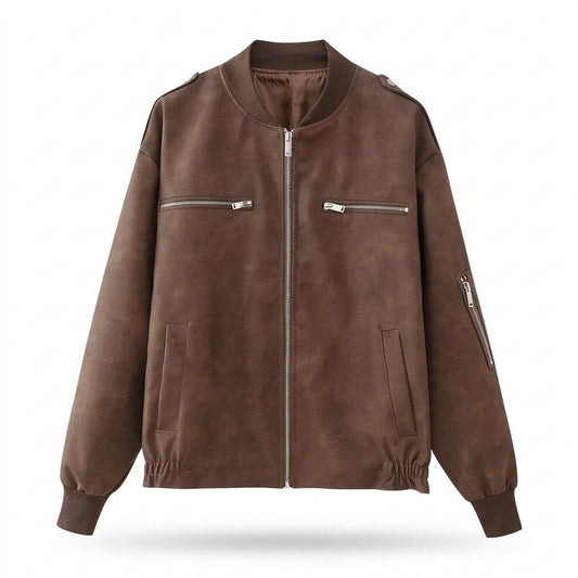 Lederjacken Outlet24 - Aohal | Gefütterte Matte Wildleder-Jacke Unisex