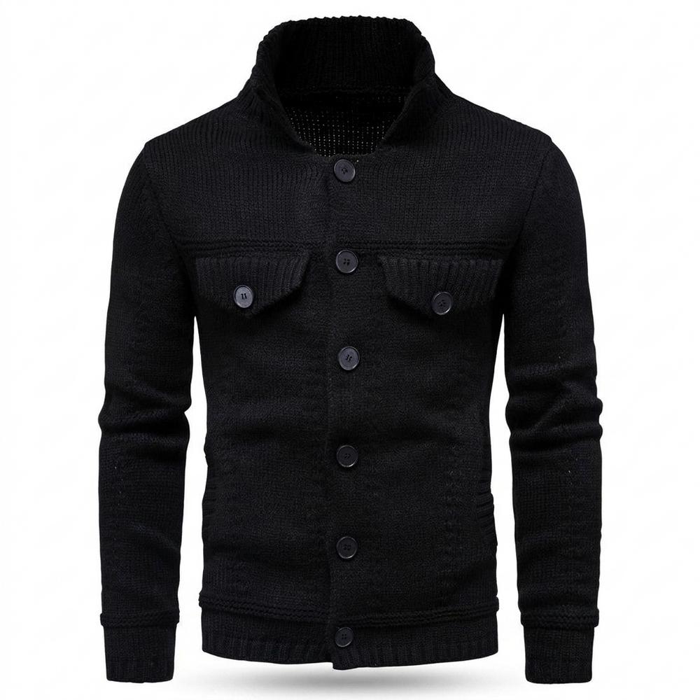 Lederjacken Outlet24 - Tolod | Strukturiert Geknöpft Strickjacke Herren