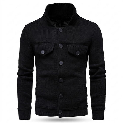 Lederjacken Outlet24 - Tolod | Strukturiert Geknöpft Strickjacke Herren