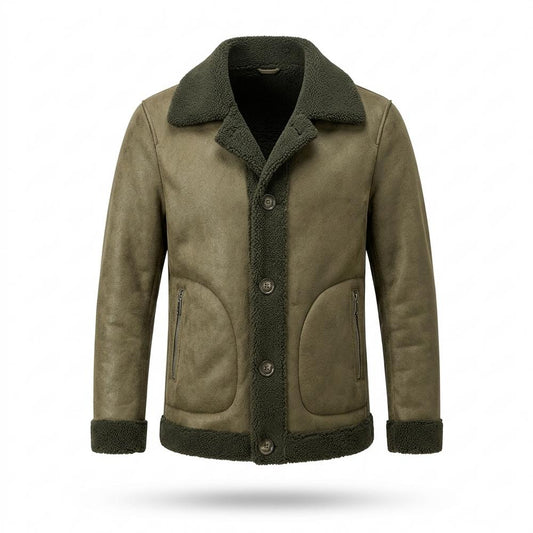 Lederjacken Outlet24 - Aivon | Gefüttert Geknöpft Wildleder-Jacke Herren