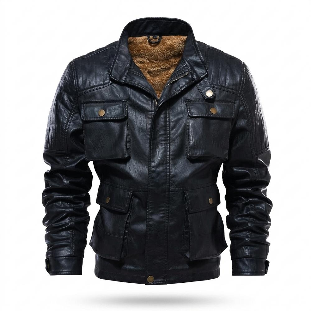 Lederjacken Outlet24 - Kofiv | Gefütterte Gesteppte Lederjacke Herren