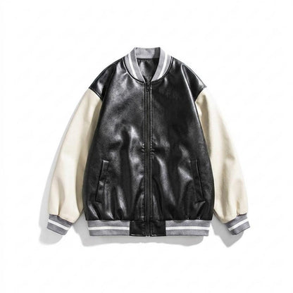 Lederjacken Outlet24 - Nusuk | Bestickte Zweifarbige Lederjacke Unisex
