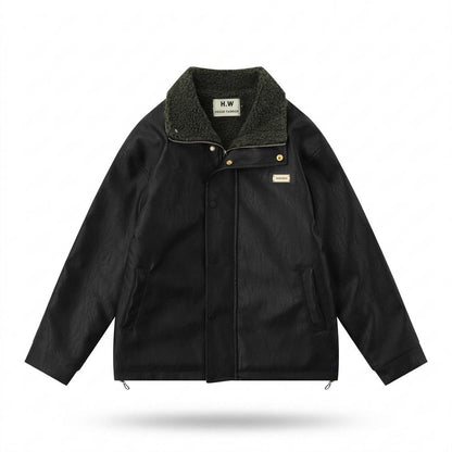 Lederjacken Outlet24 - Revek | Gefütterte Lockere Lederjacke Unisex