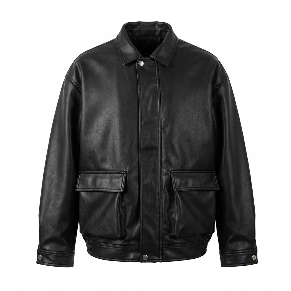 Lederjacken Outlet24 - Lomir | Kastig Geknöpft Lederjacke Unisex