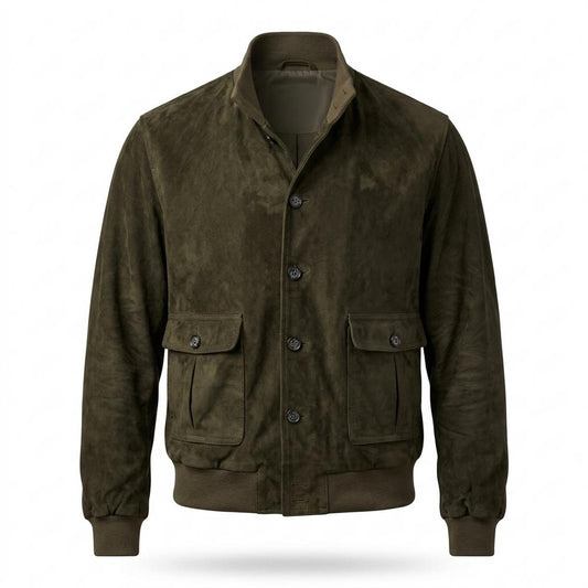 Lederjacken Outlet24 - Zidov | Geknöpft Rauledern Wildleder-Jacke Herren