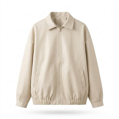 Lederjacken Outlet24 - Daded | Unifarbene Weit Geschnittene Lederjacke Herren