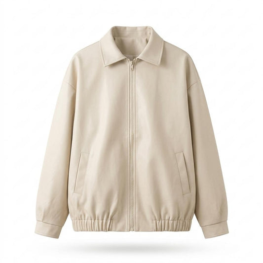 Lederjacken Outlet24 - Daded | Unifarbene Weit Geschnittene Lederjacke Herren