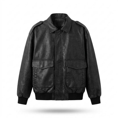 Lederjacken Outlet24 - Vevan | Gefütterte Gerippte Lederjacke Herren