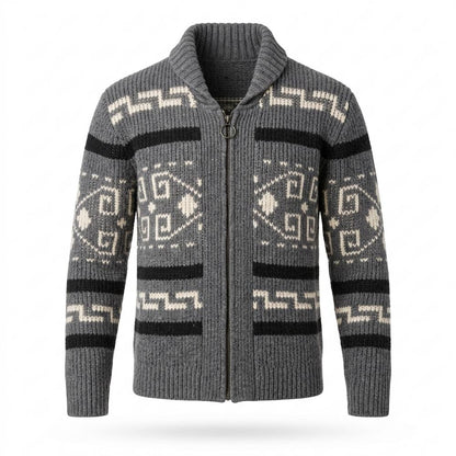Lederjacken Outlet24 - Dogem | Gemustert Gestrickt Strickjacke Herren
