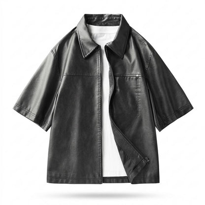 Lederjacken Outlet24 - Civus | Kurzärmlige Glatte Lederjacke Herren