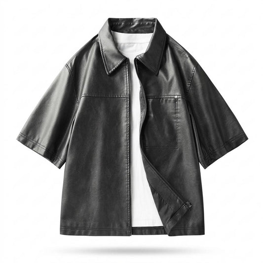 Lederjacken Outlet24 - Civus | Kurzärmlige Glatte Lederjacke Herren