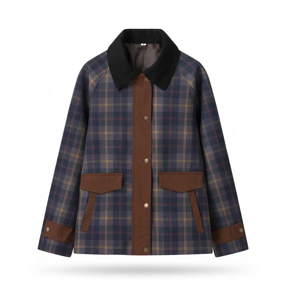 Lederjacken Outlet24 - Dehan | Karierte Geknöpfte Jacke Unisex
