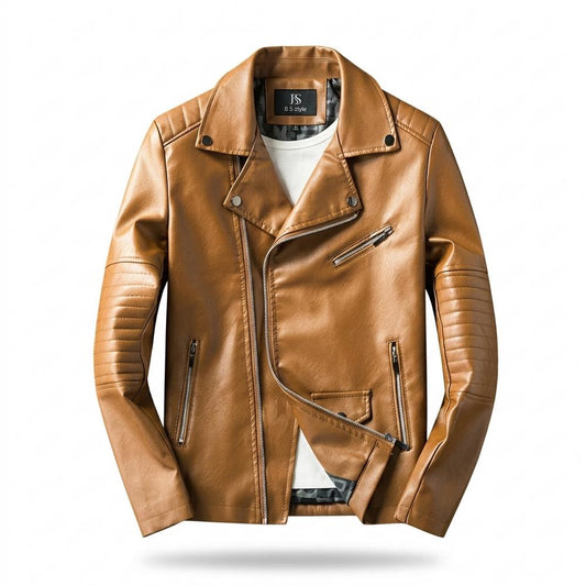 Lederjacken Outlet24 - Cozor | Asymmetrische Gesteppte Lederjacke Herren