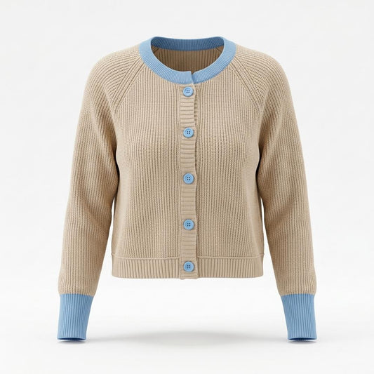 Lederjacken Outlet24 - Zezet | Kontrastfarbener Gerippter Cardigan Damen