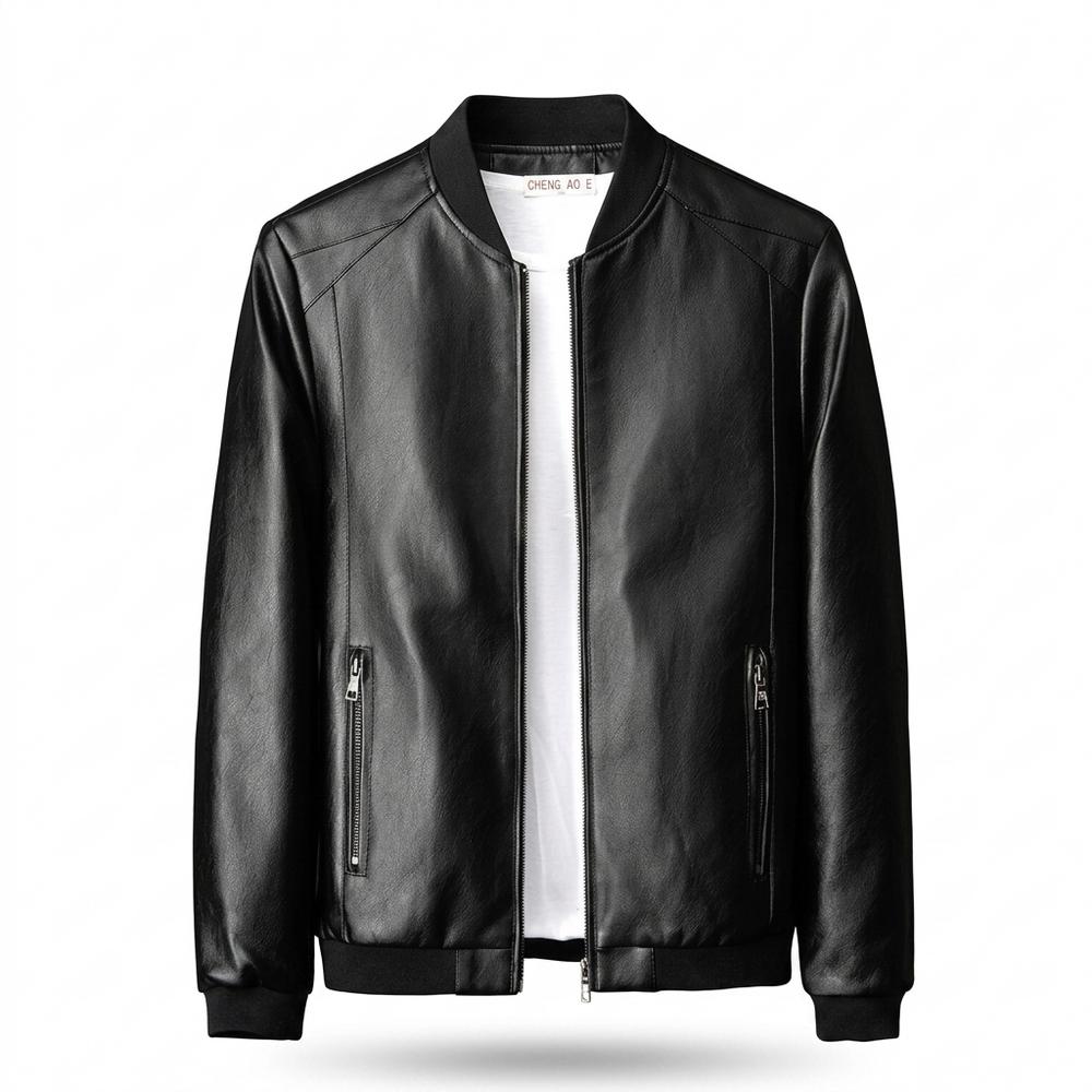 Lederjacken Outlet24 - Cetus | Glatte Gefütterte Lederjacke Herren