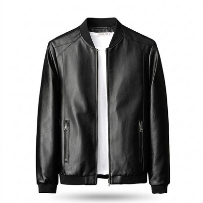Lederjacken Outlet24 - Cetus | Glatte Gefütterte Lederjacke Herren