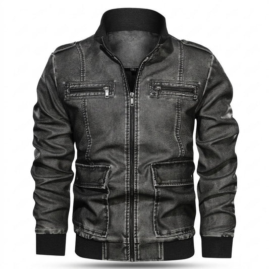 Lederjacken Outlet24 - Dabik | Gewaschen Strukturiert Lederjacke Herren