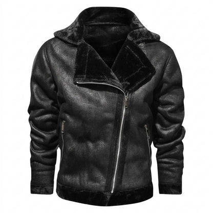 Lederjacken Outlet24 - Nibuv | Gefüttert Asymmetrisch Wildleder-Jacke Herren