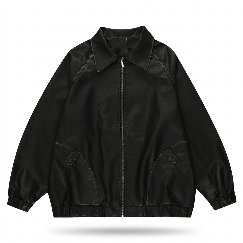 Lederjacken Outlet24 - Aobir | Glatte Weite Lederjacke Unisex