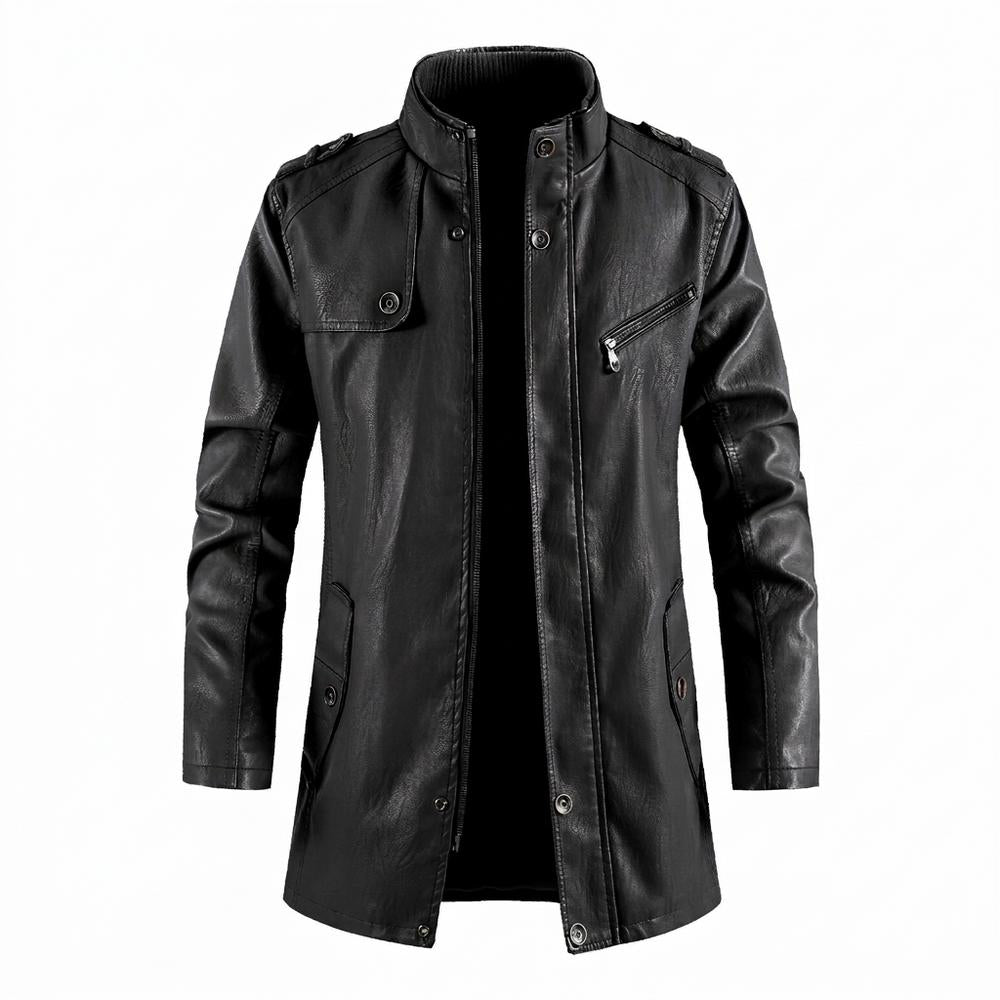 Lederjacken Outlet24 - Sesam | Gefütterter Gerader Ledermantel Herren