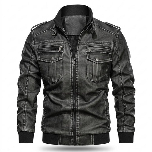 Lederjacken Outlet24 - Zekat | Gefütterte Gewaschene Lederjacke Herren