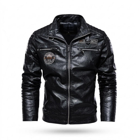 Lederjacken Outlet24 - Zemen | Gesteppt Reißverschluss Lederjacke Herren