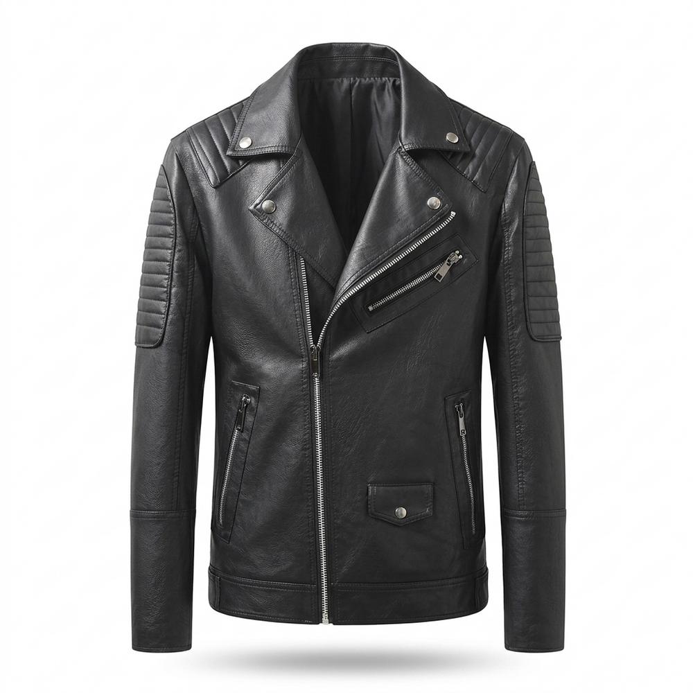 Lederjacken Outlet24 - Zufet | Gesteppt Asymmetrisch Lederjacke Herren