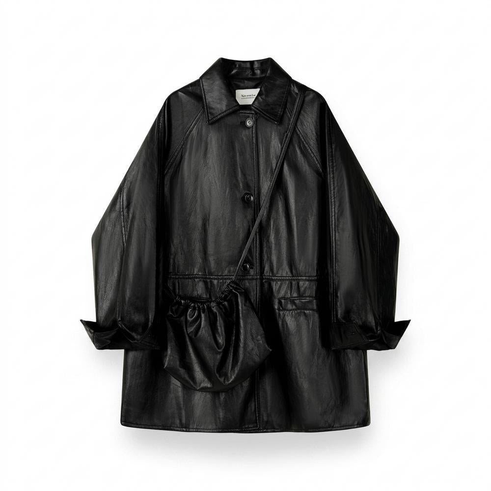 Lederjacken Outlet24 - Eedan | Geknöpft Oversized Ledermantel Unisex