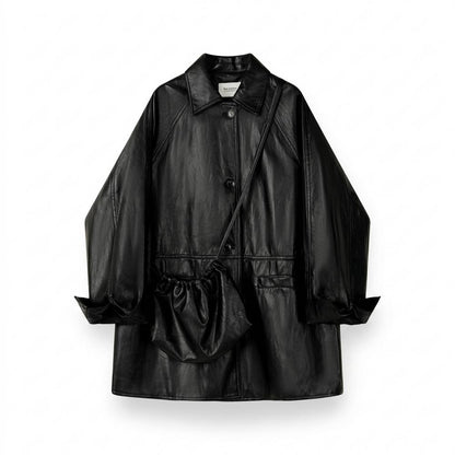 Lederjacken Outlet24 - Eedan | Geknöpft Oversized Ledermantel Unisex