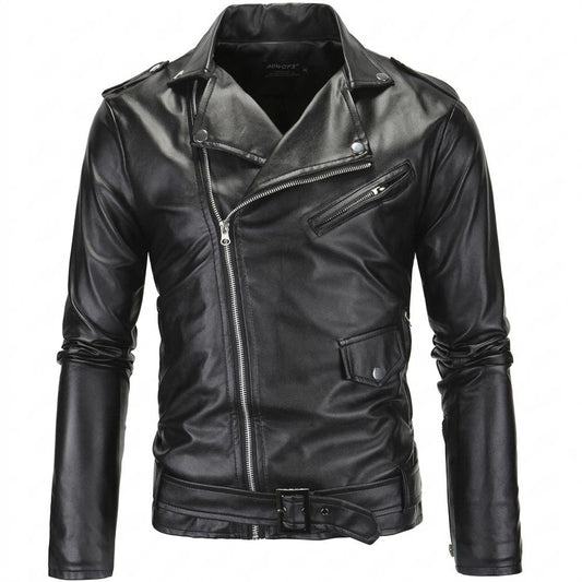 Lederjacken Outlet24 - Zevar | Asymmetrisch Gegürtet Lederjacke Herren