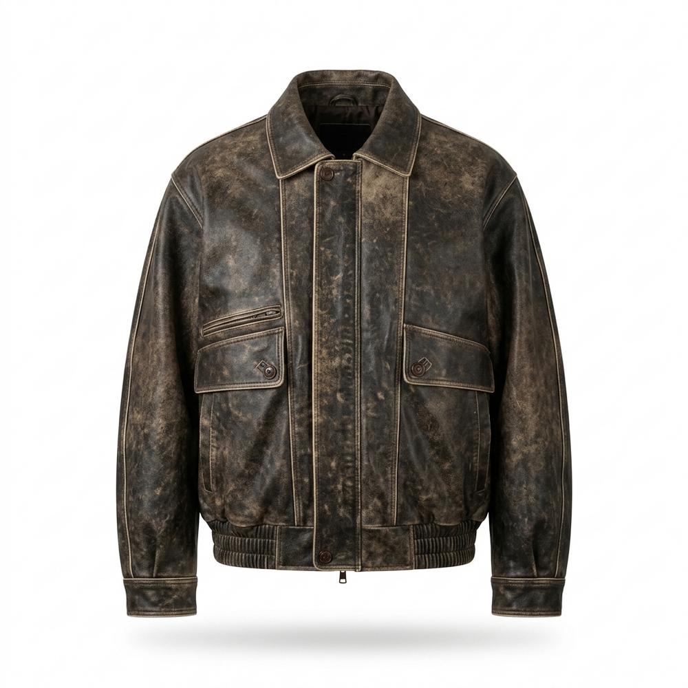 Lederjacken Outlet24 - Tavok | Patiniert Oversized Lederjacke Unisex