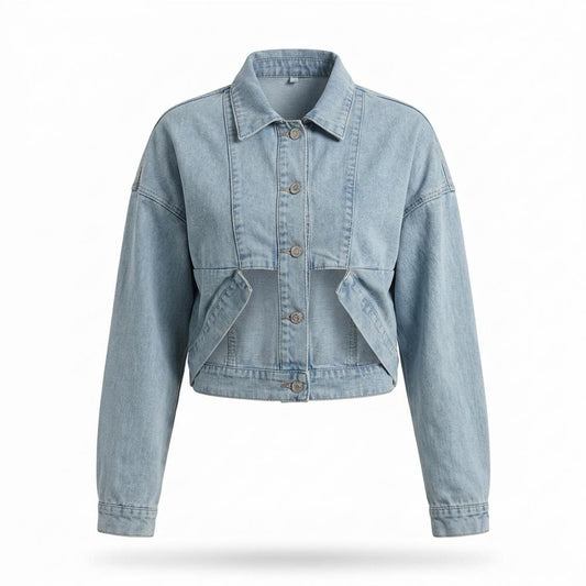 Lederjacken Outlet24 - Vopul | Kurzgeschnittene Kragenlose Jacke Damen