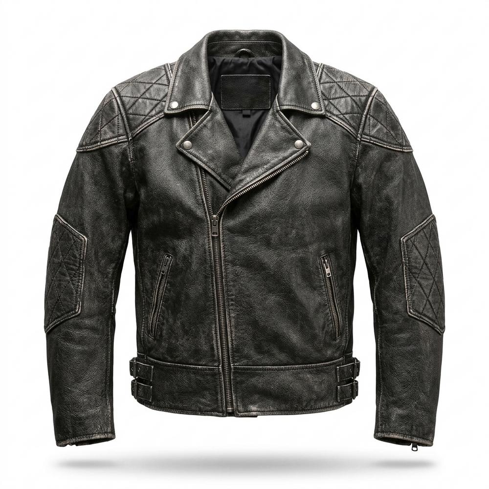Lederjacken Outlet24 - Yiwed | Geprägt Gesteppt Lederjacke Herren