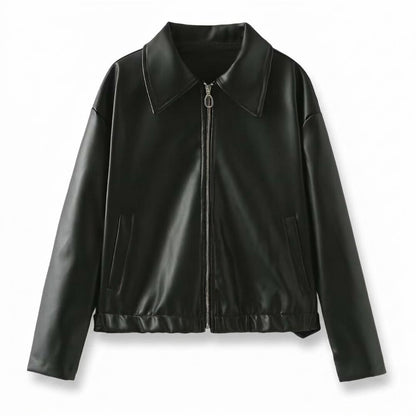 Lederjacken Outlet24 - Zaras | Gekragt Glatt Lederjacke Unisex