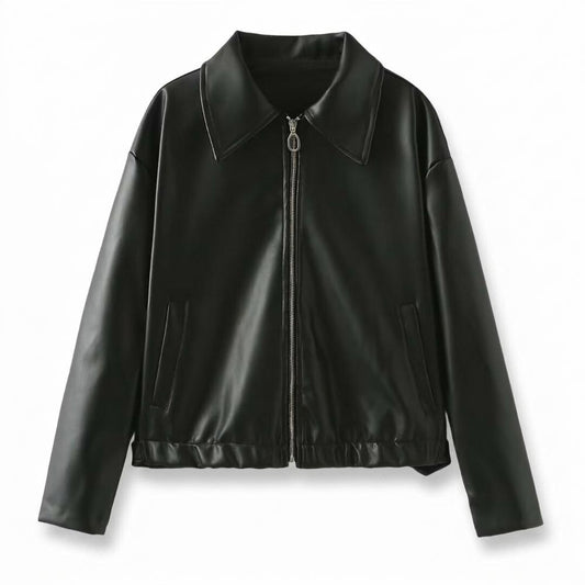 Lederjacken Outlet24 - Zaras | Gekragt Glatt Lederjacke Unisex