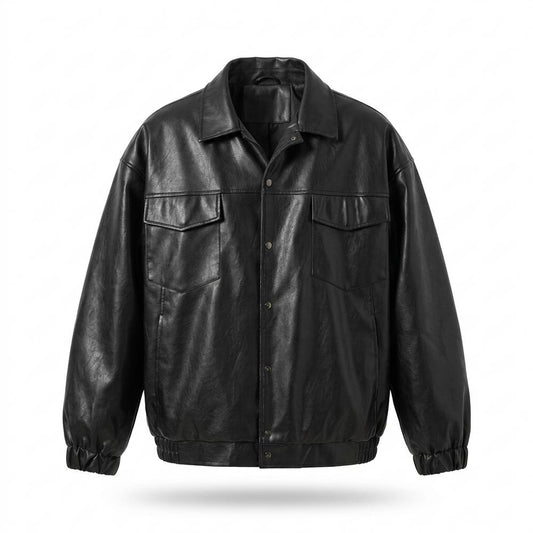 Lederjacken Outlet24 - Aekiv | Weite Geknöpfte Lederjacke Unisex