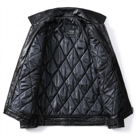 Lederjacken Outlet24 - Dahol | Gesteppt Gefüttert Lederjacke Herren