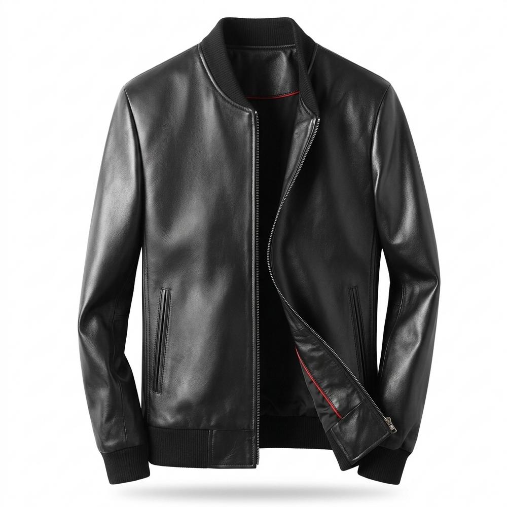Lederjacken Outlet24 - Mazar | Gefüttert Stehkragen Lederjacke Herren