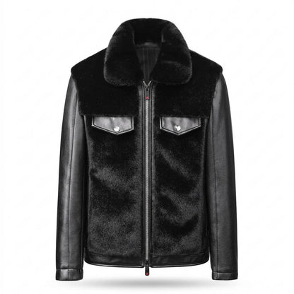 Lederjacken Outlet24 - Vegit | Fellbesetzt Gefüttert Lederjacke Herren